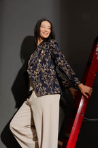 Navy/Gold Belted Sisca Blazer