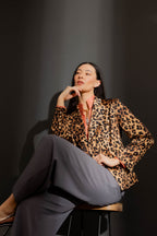 Tan Animal Midi Sisca Blazer Tan Animal