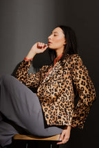 Tan Animal Midi Sisca Blazer Tan Animal