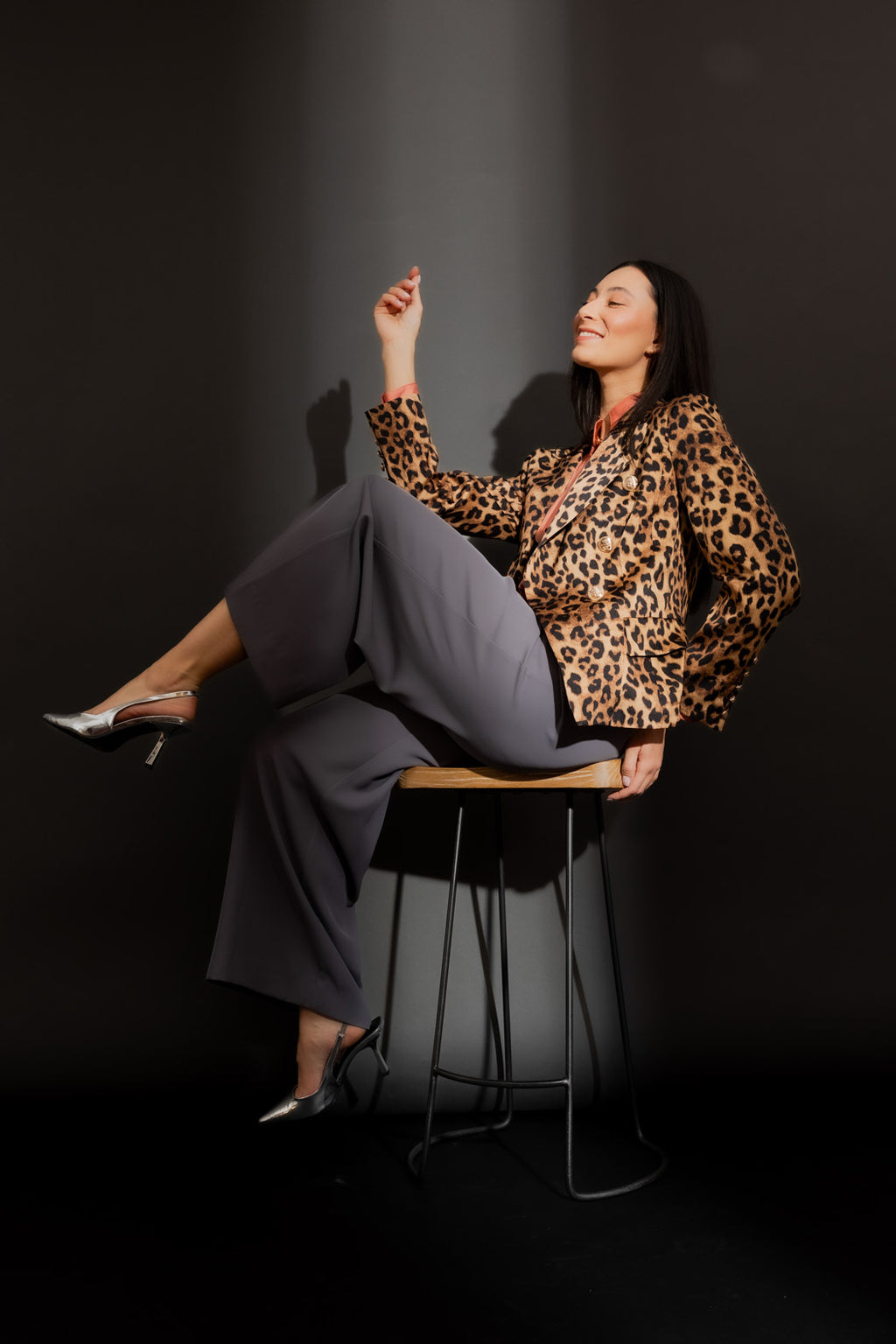 Tan Animal Midi Sisca Blazer Tan Animal