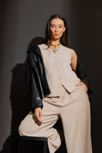 Sand Euro Lace Up Vest