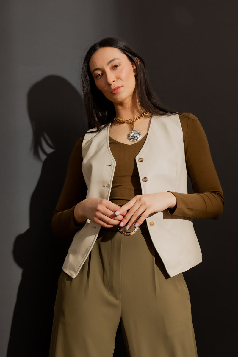 Putty Faux Leather Vest