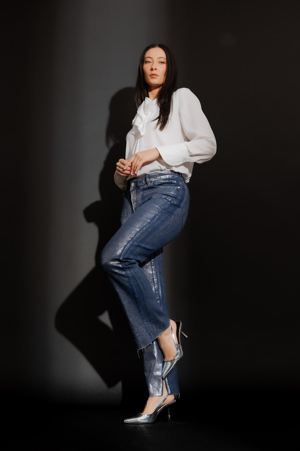 Silver Foil Denim Jean