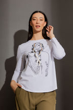 White Ponytail Long Sleeve Tee