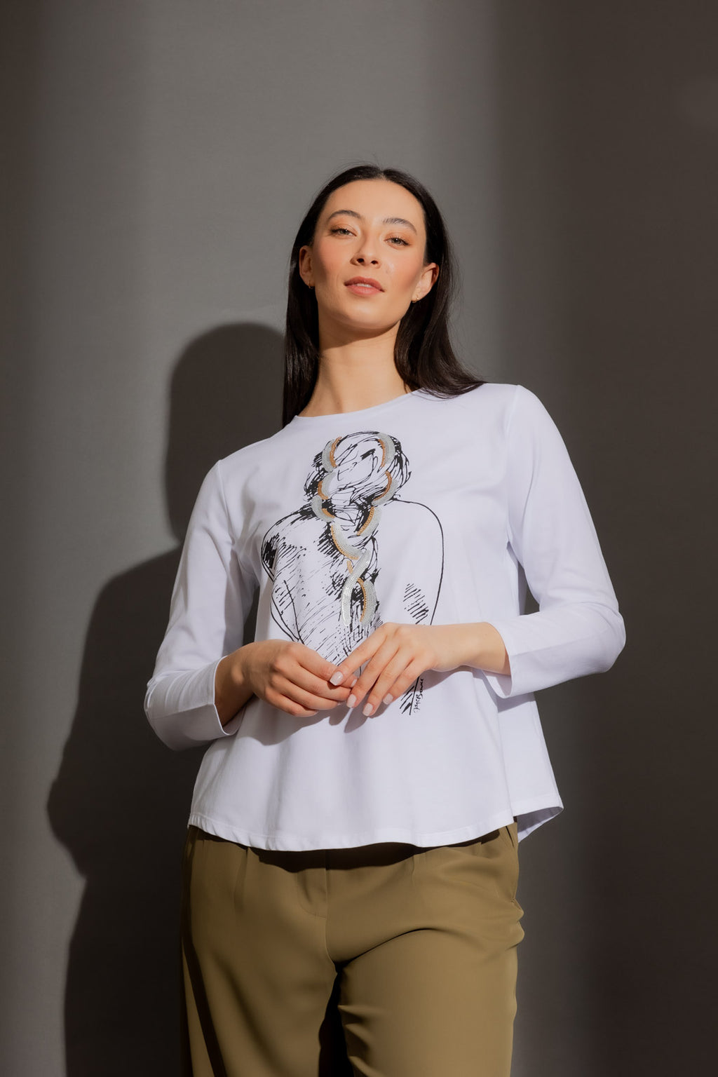 White Ponytail Long Sleeve Tee