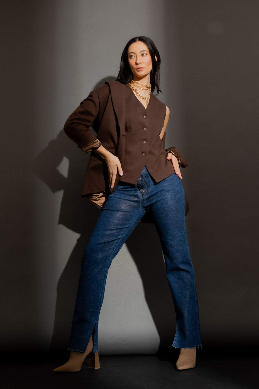 Mocha Ponte Oversized Blazer