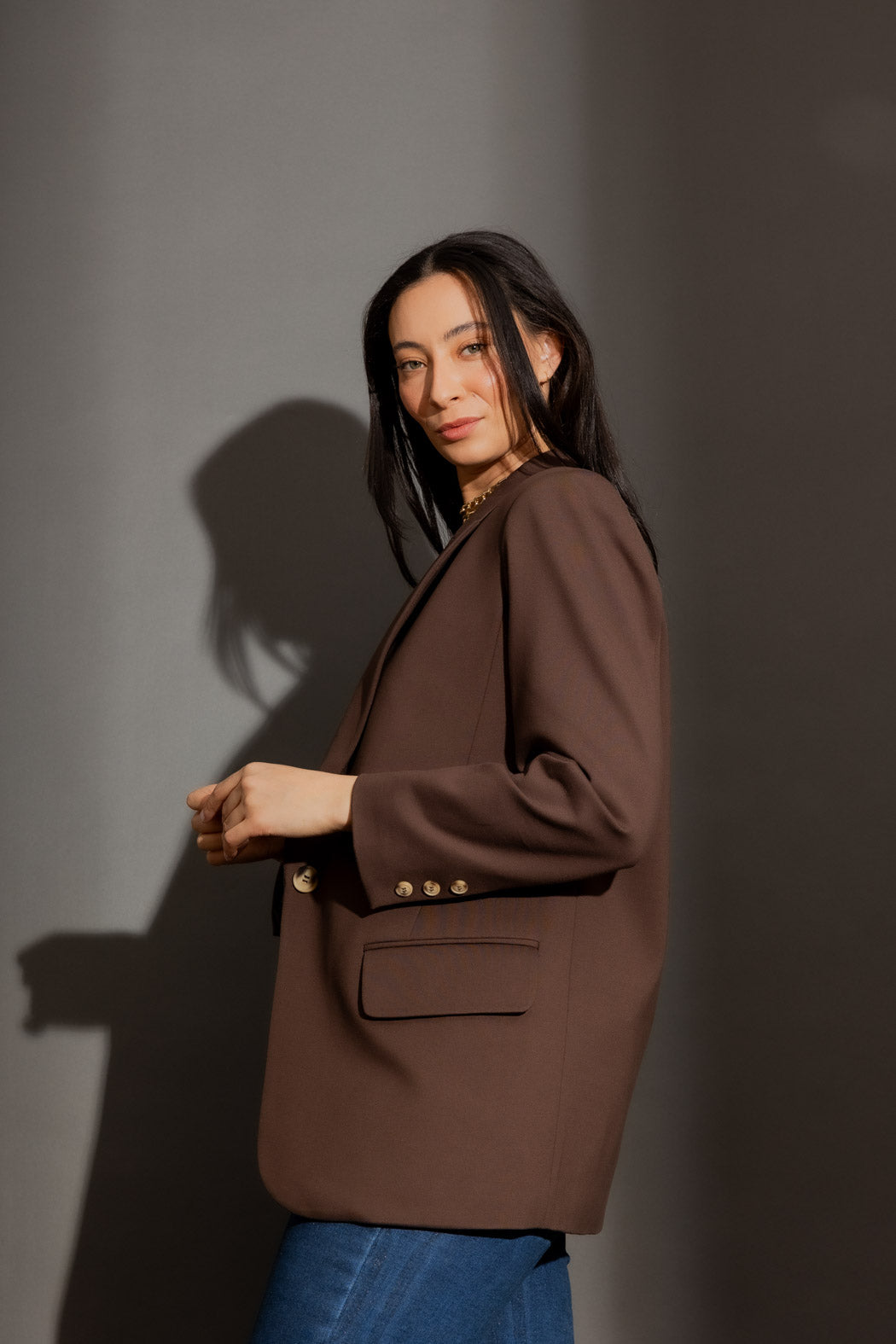 Mocha Ponte Oversized Blazer