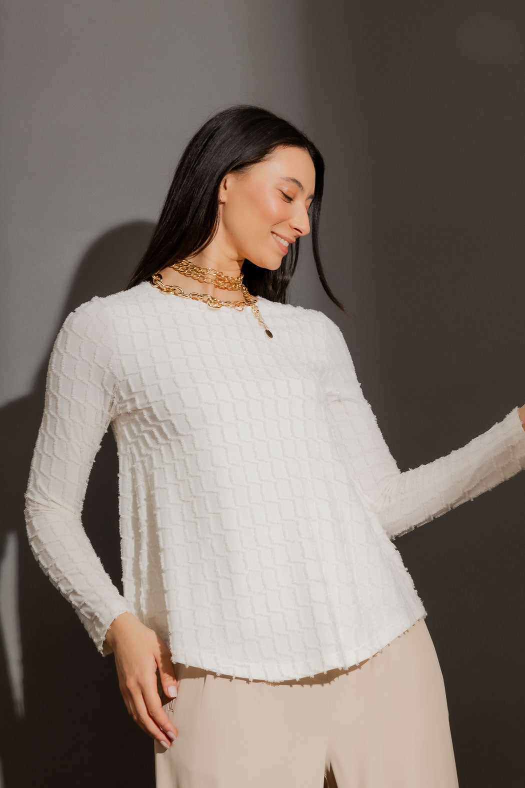 Ivory Knit Bell Top
