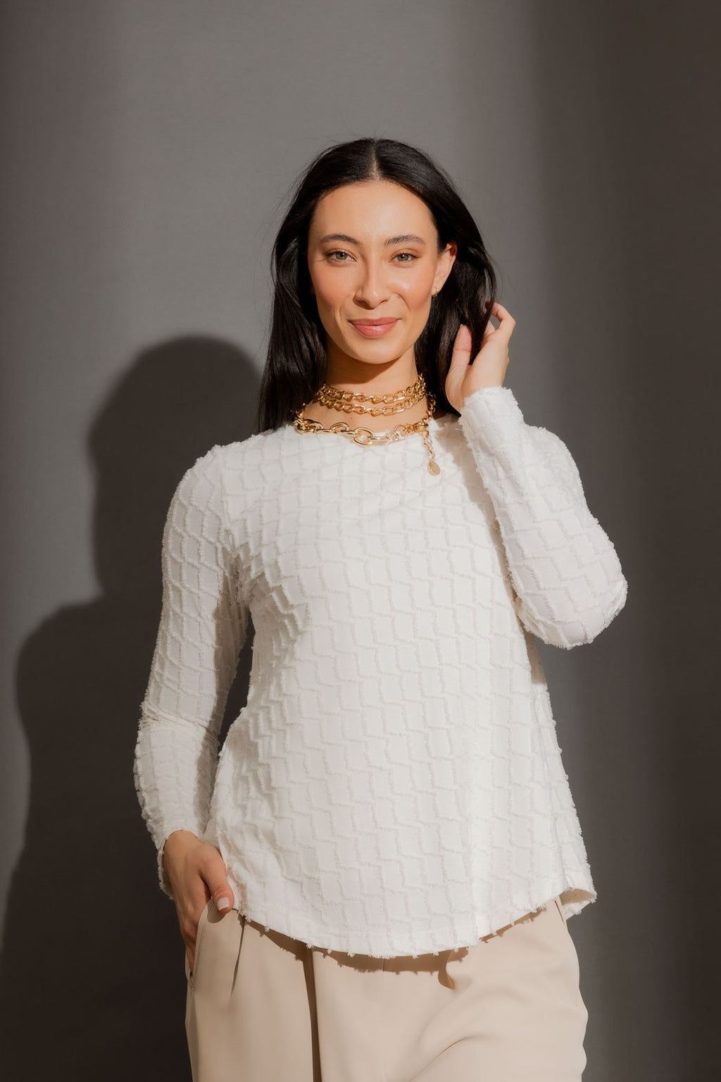 Ivory Knit Bell Top