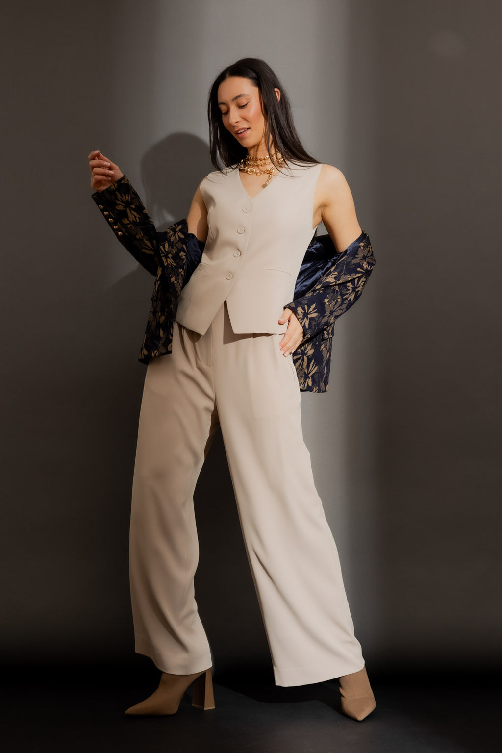 Sand Euro Lace Up Vest