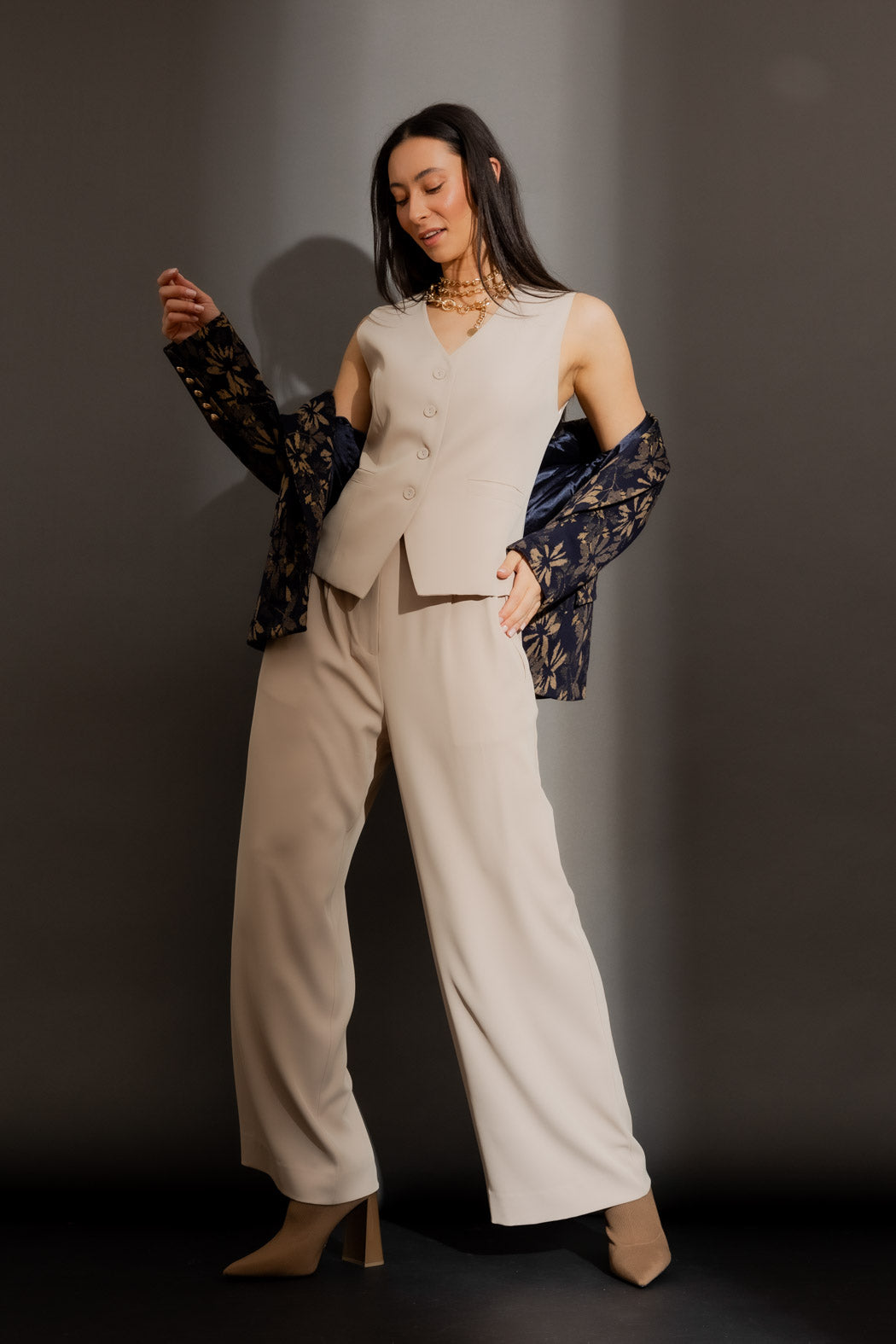 Sand Euro Lace Up Vest