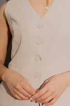 Sand Euro Lace Up Vest