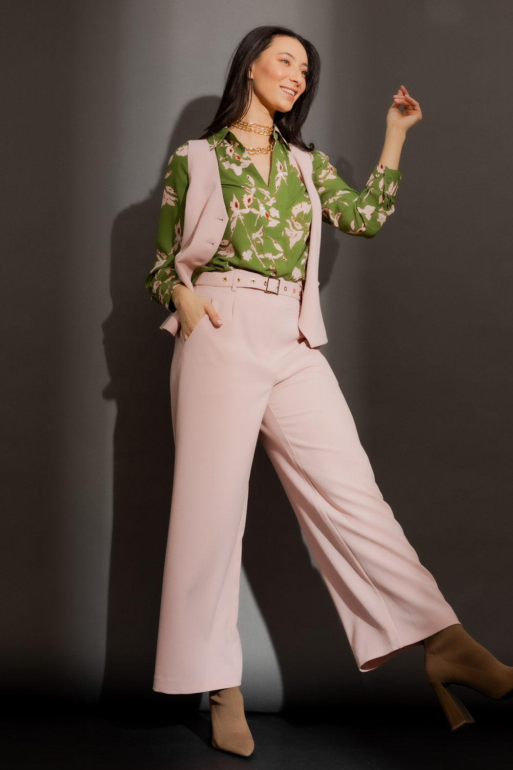 Green Floral Brit Shirt Green Floral