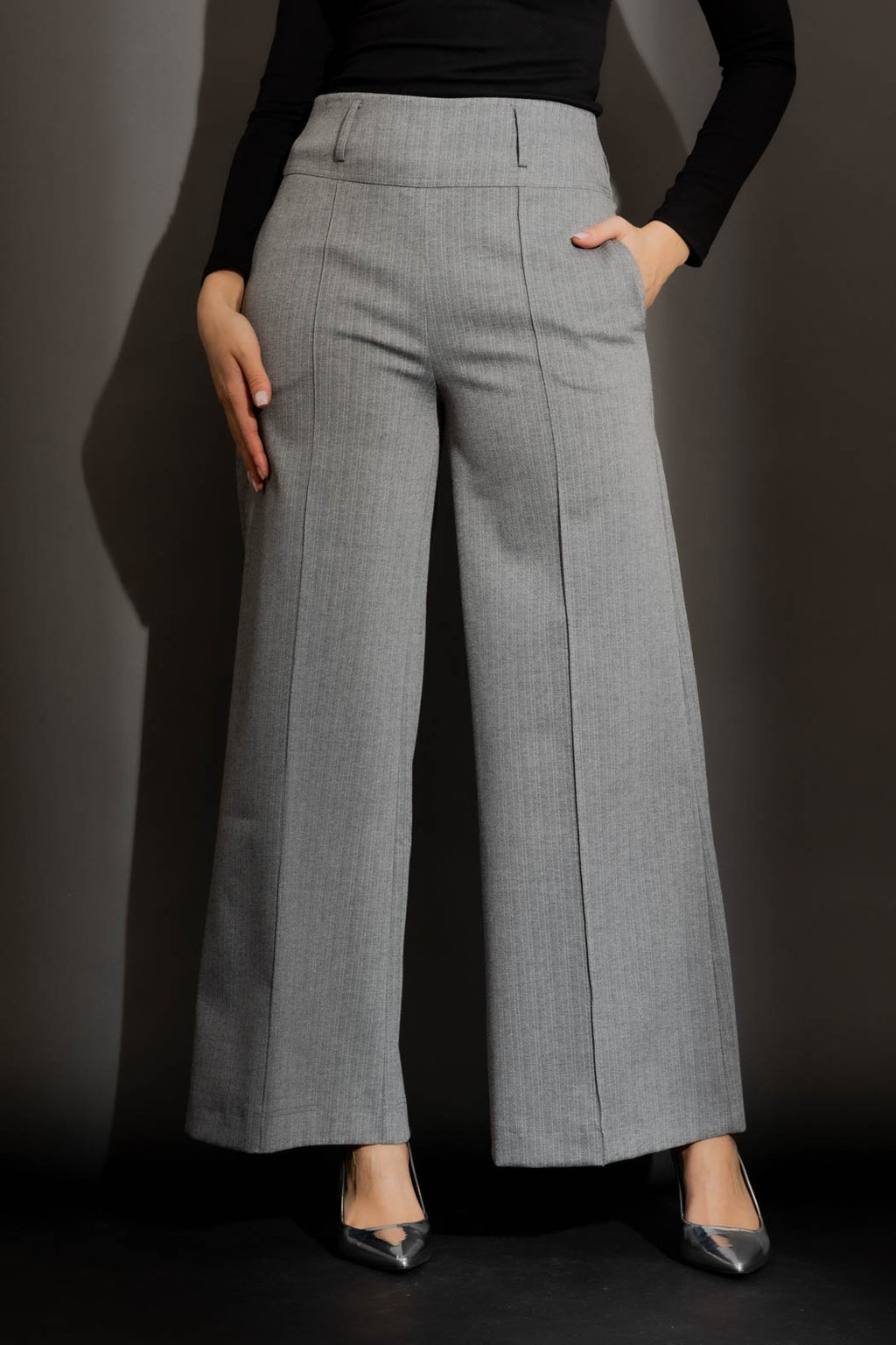 Grey Pintuck Culotte