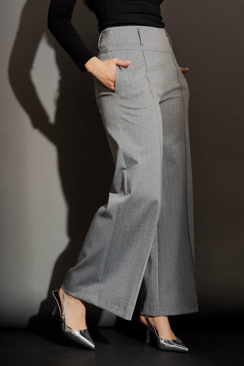 Grey Pintuck Culotte
