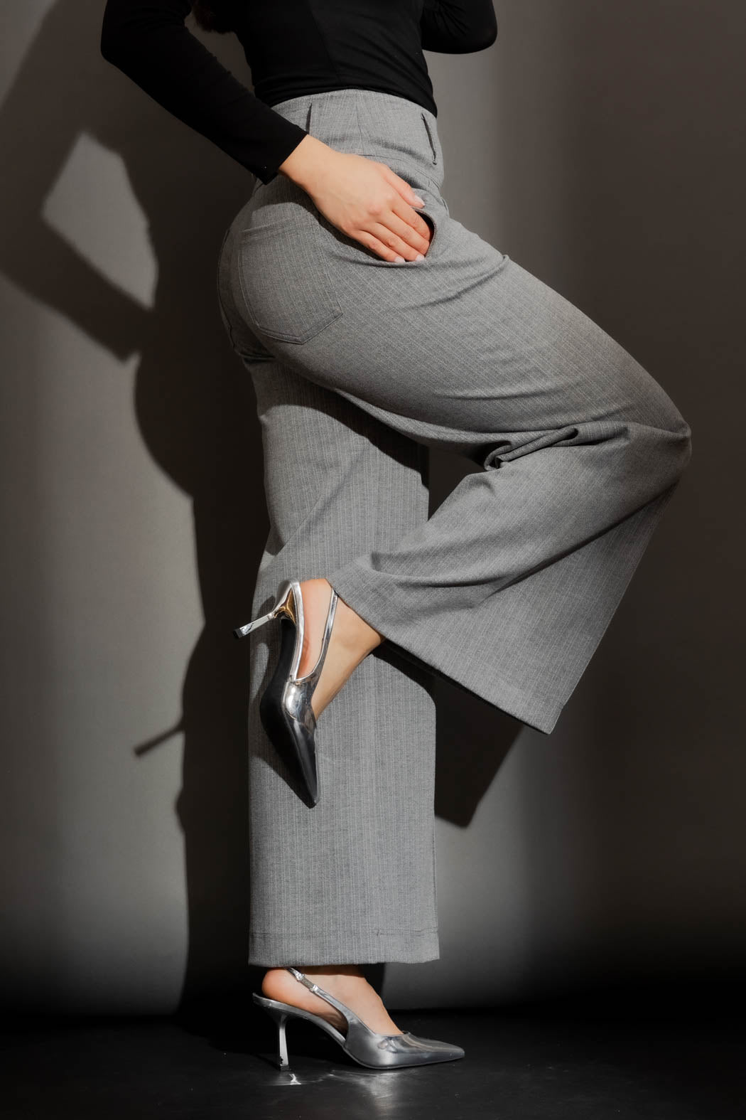 Grey Pintuck Culotte