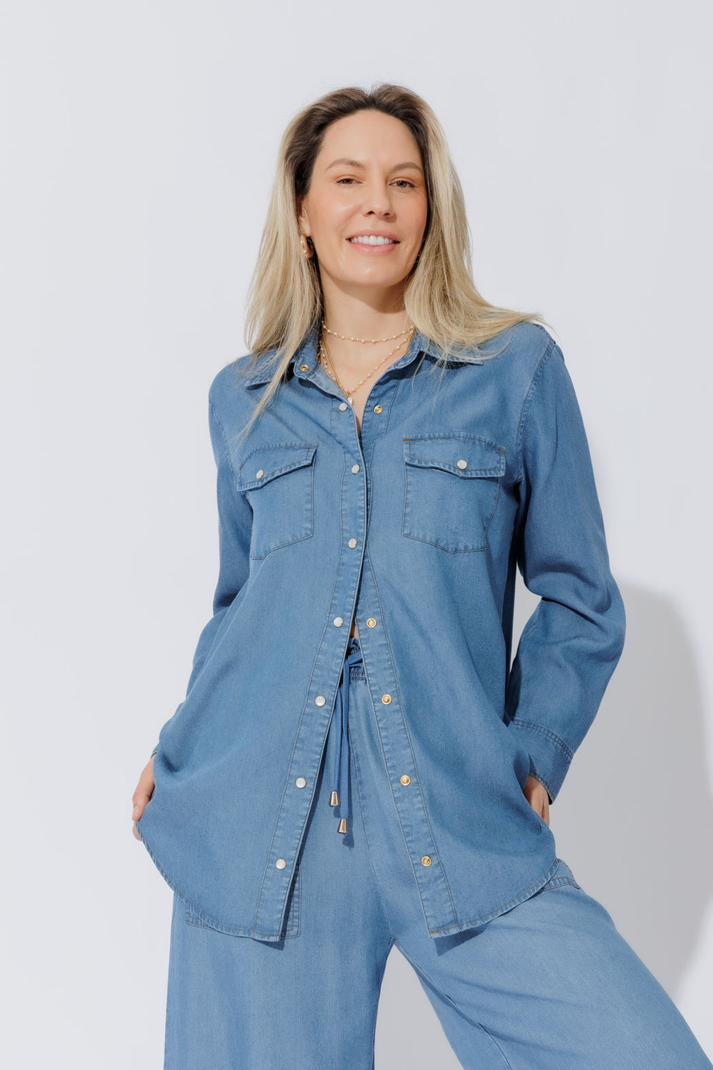 Mid Denim Tencel Vintage Shirt