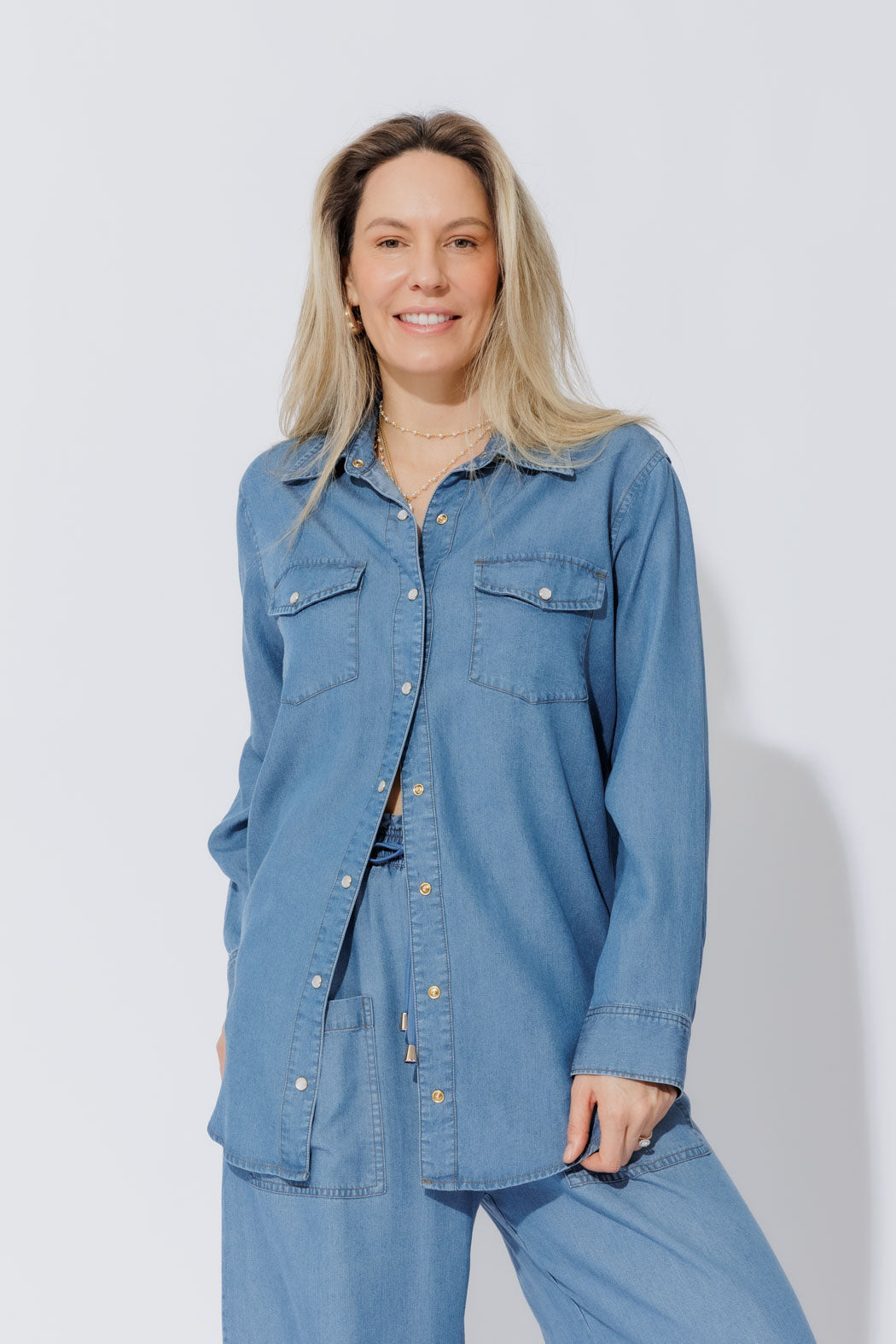 Mid Denim Tencel Vintage Shirt