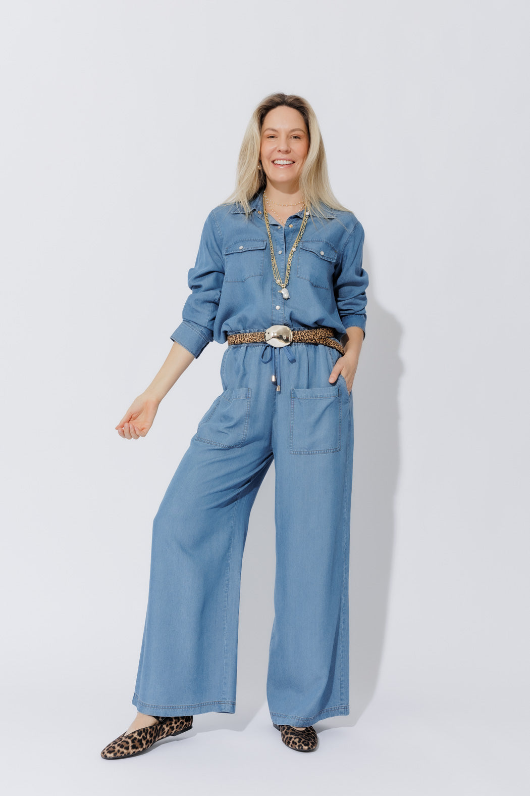 Mid Denim Tencel Cargo Pant