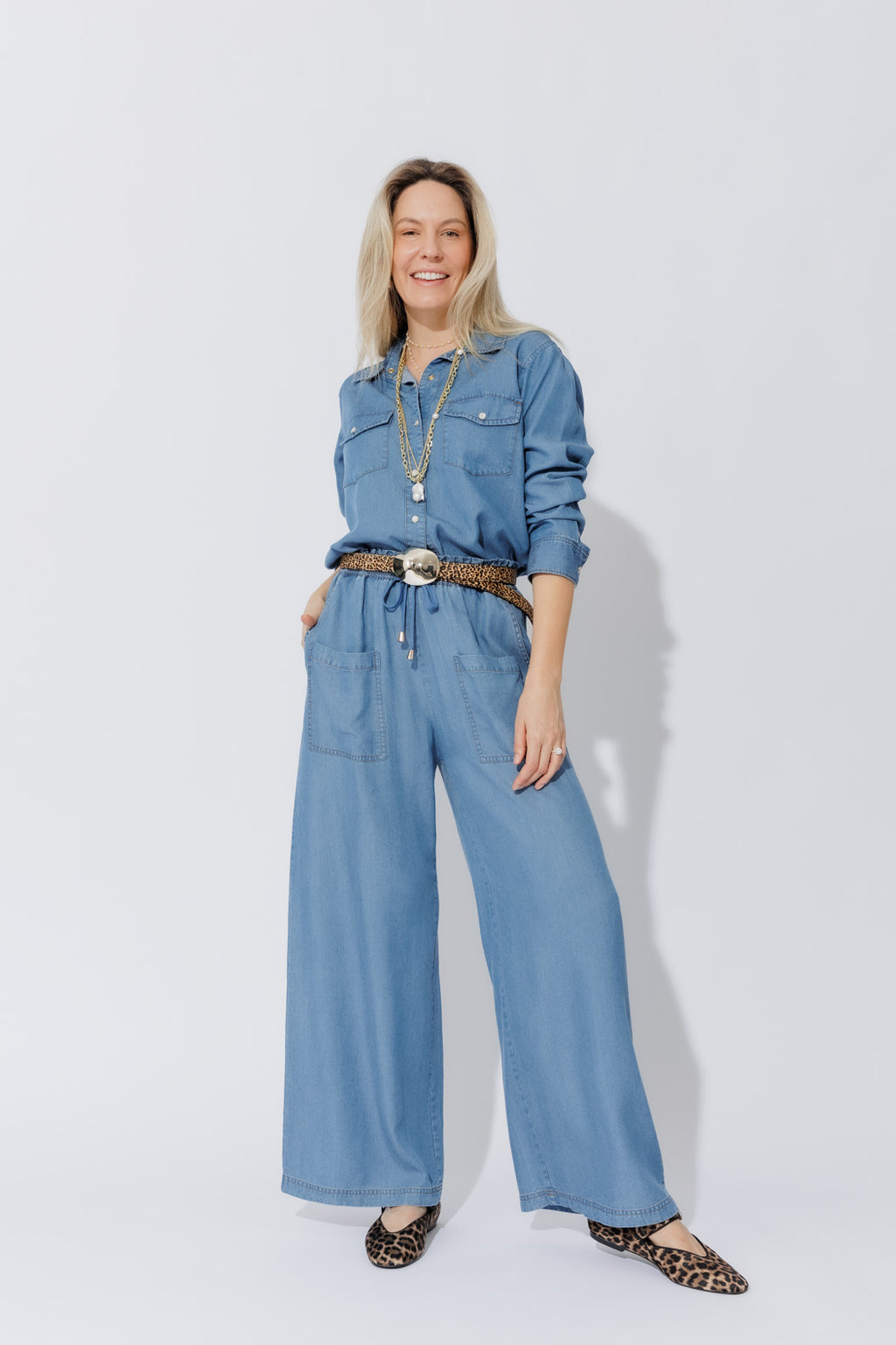 Mid Denim Tencel Cargo Pant