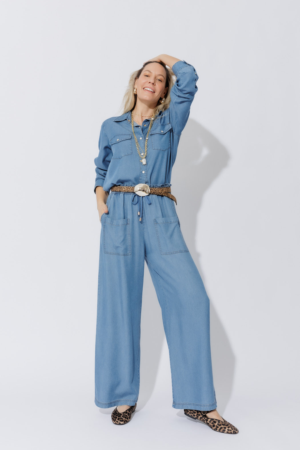 Mid Denim Tencel Cargo Pant