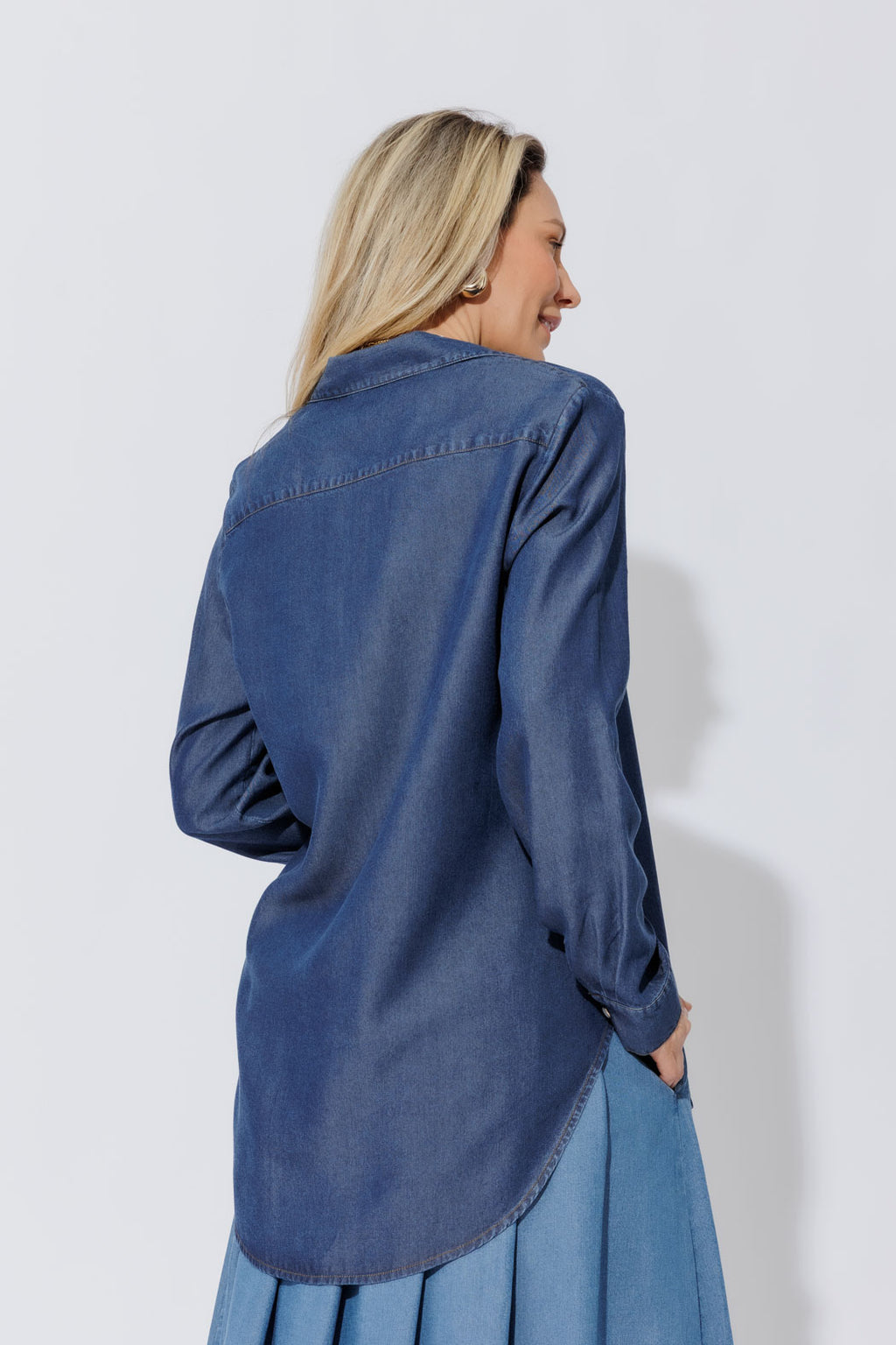 Dark Denim Tencel Bustier Shirt