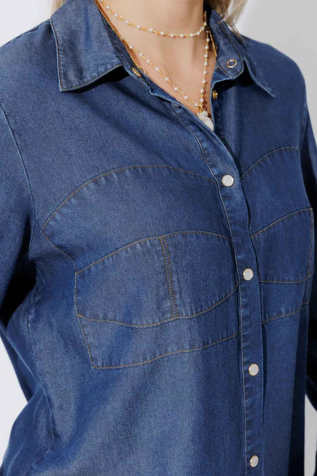 Dark Denim Tencel Bustier Shirt