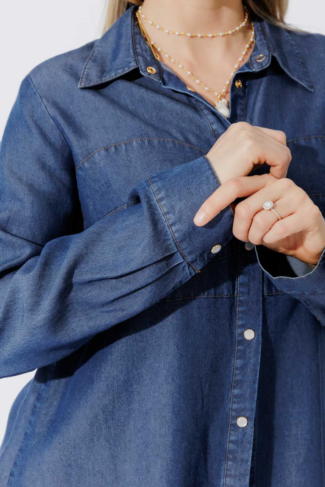 Dark Denim Tencel Bustier Shirt