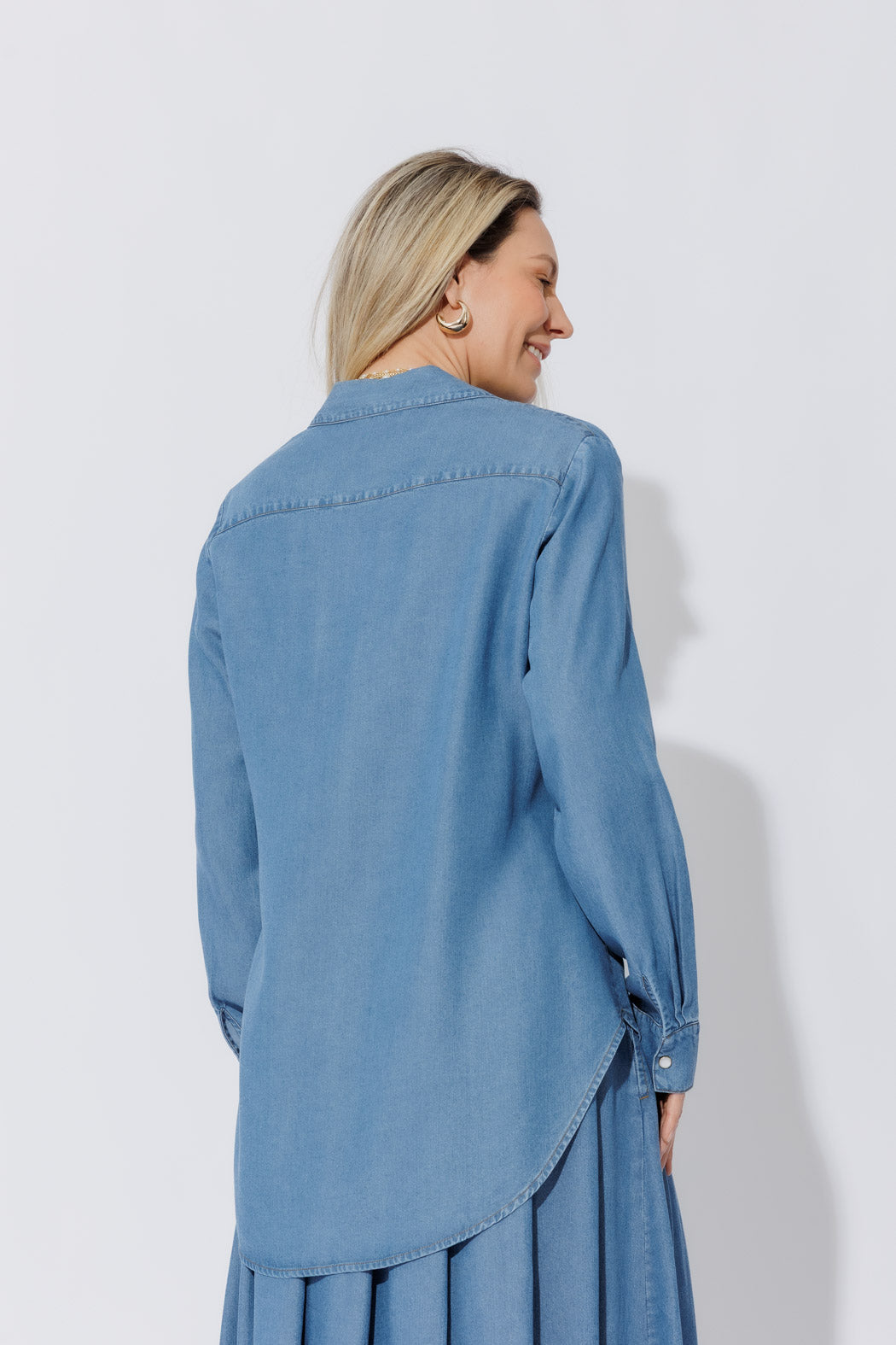 Mid Denim Tencel Bustier Shirt