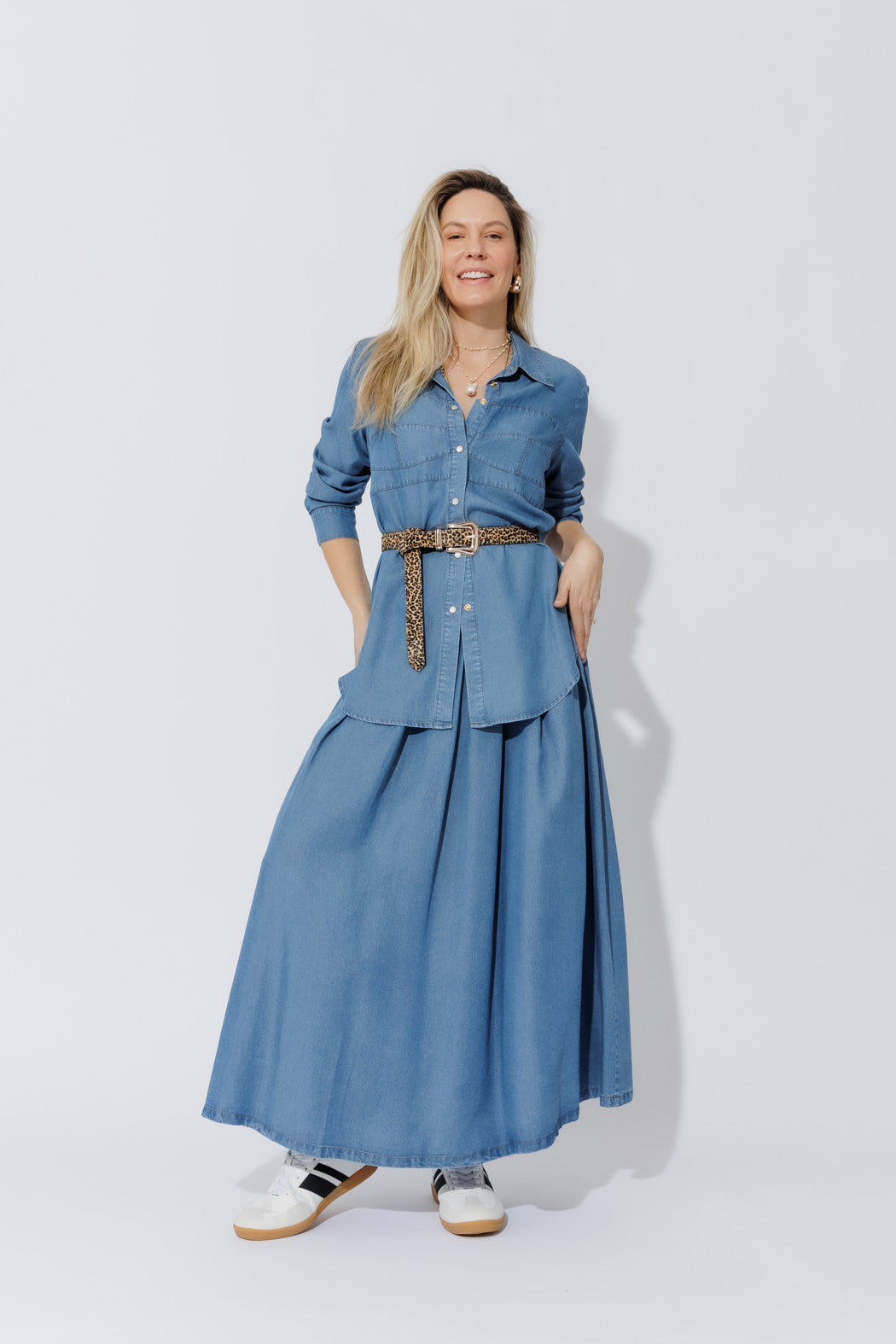 Mid Denim Tencel Bustier Shirt