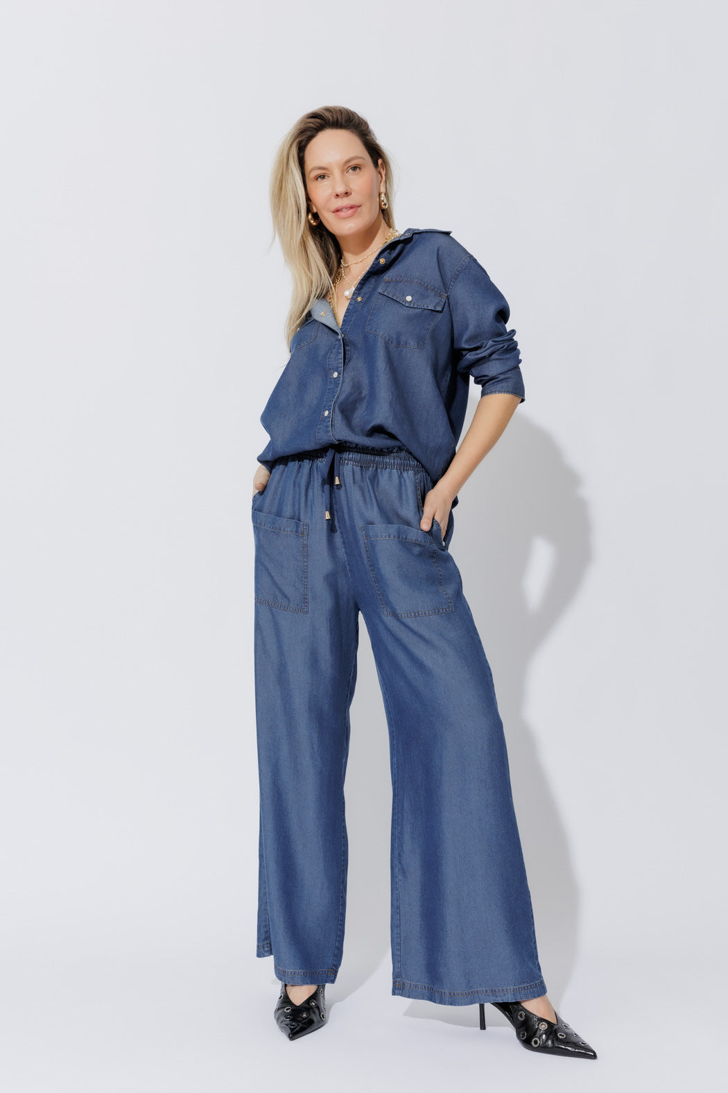 Dark Denim Tencel Cargo Pant