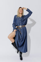 Dark Denim Tencel Bustier Shirt