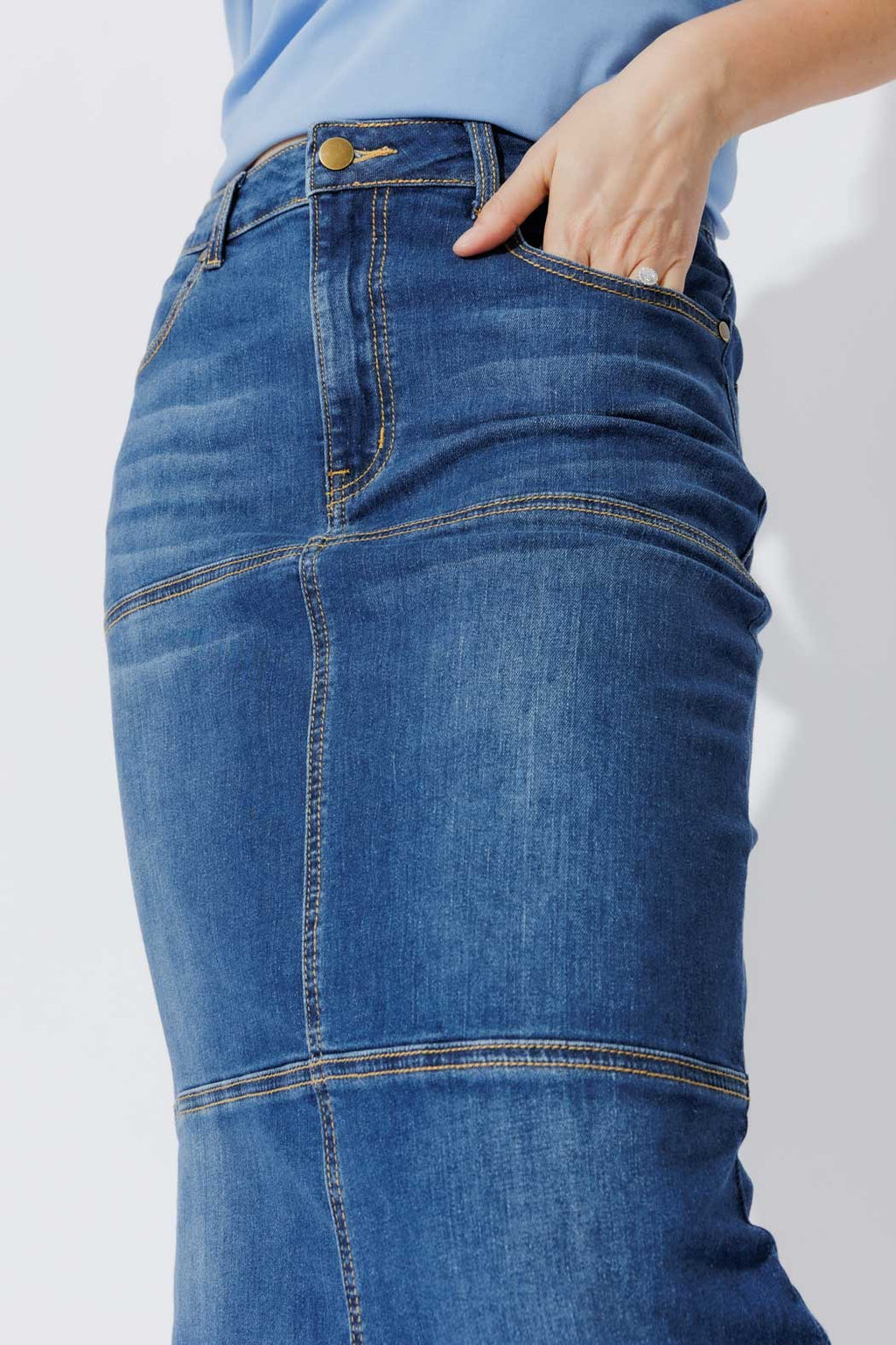 Mid Denim Flippy Skirt Mid Denim