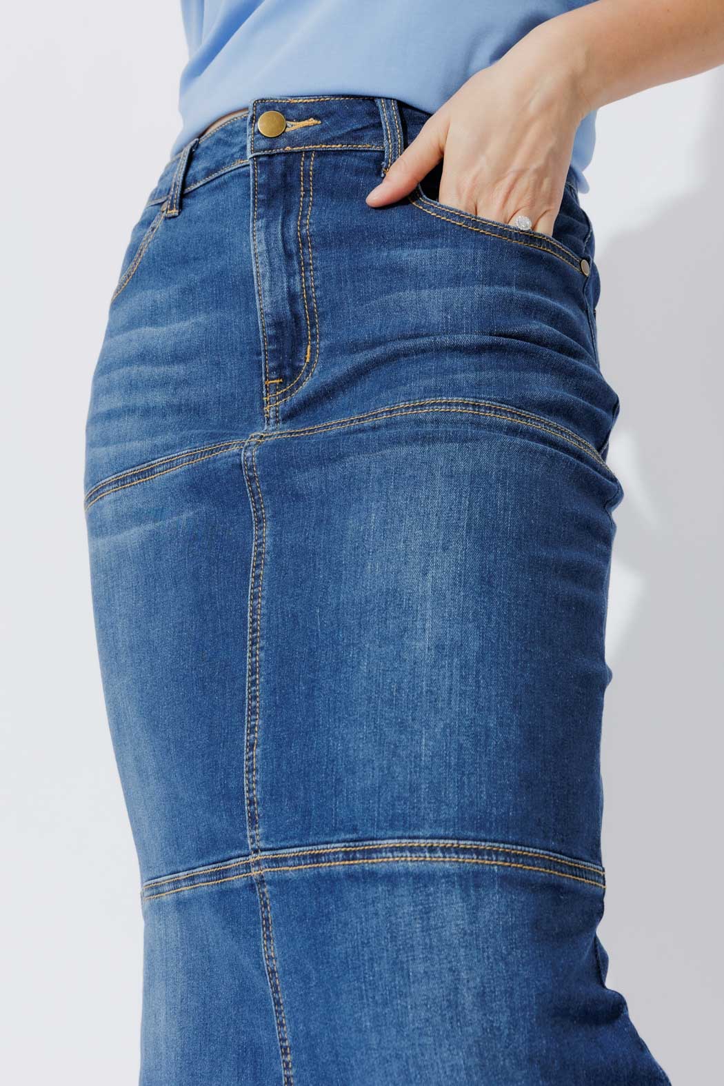 Mid Denim Flippy Skirt Mid Denim