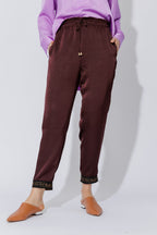 Chocolate Embossed Slouch Pant