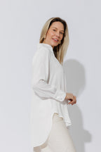 White Piped Collar Blogger Shirt