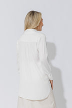 White Piped Collar Blogger Shirt