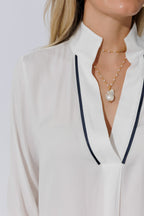 White Piped Collar Blogger Shirt