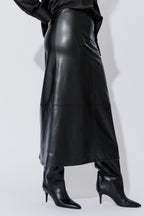 Matt Black Croc Faux Leather Skirt