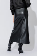 Matt Black Croc Faux Leather Skirt