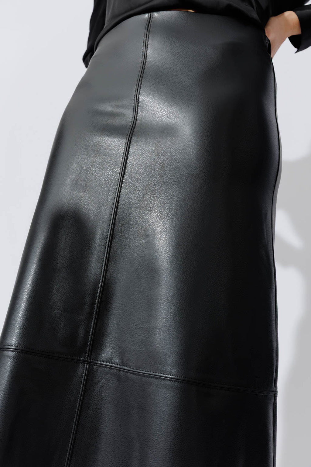 Matt Black Croc Faux Leather Skirt