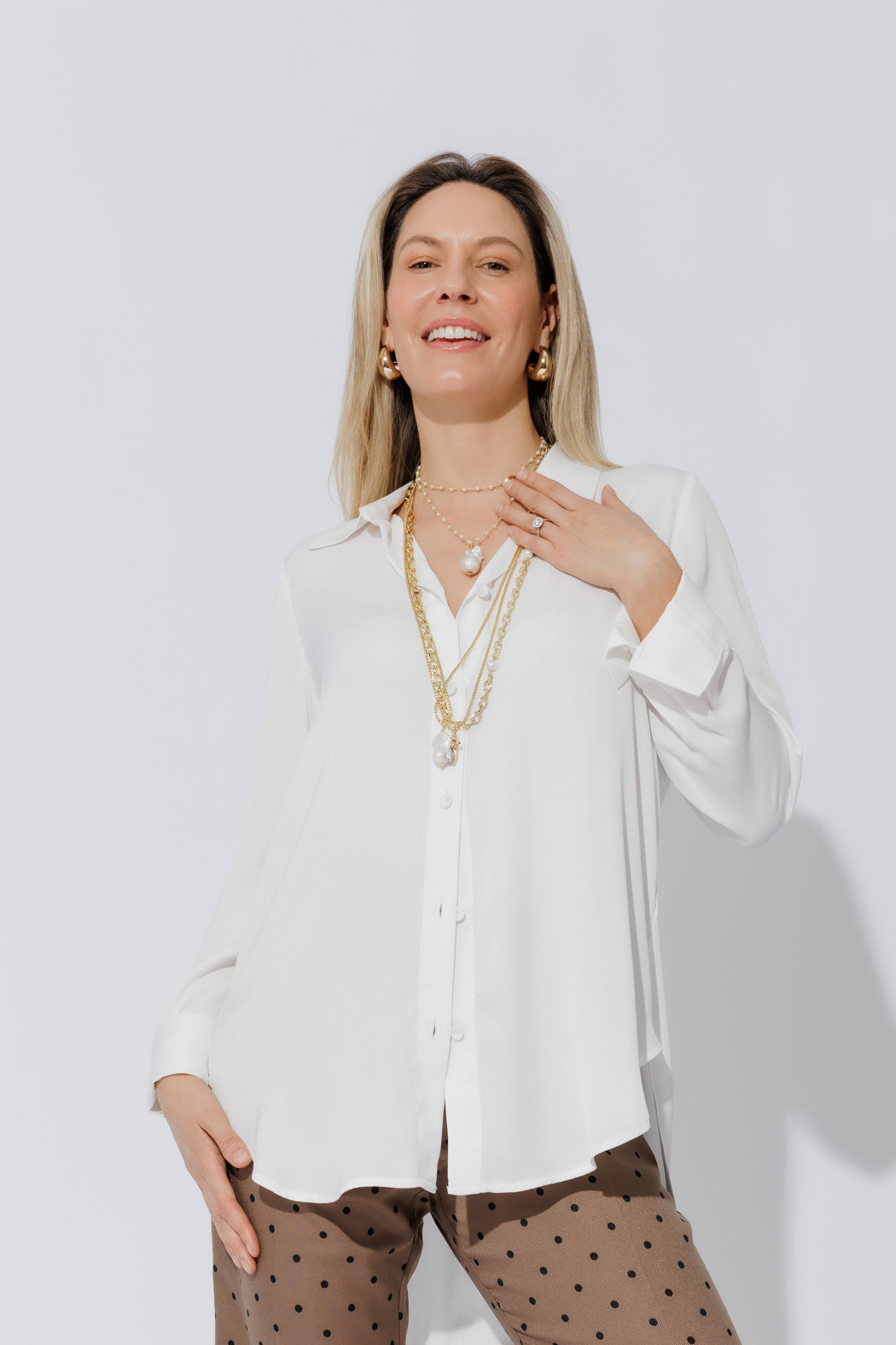 White Silky Boyfriend Shirt