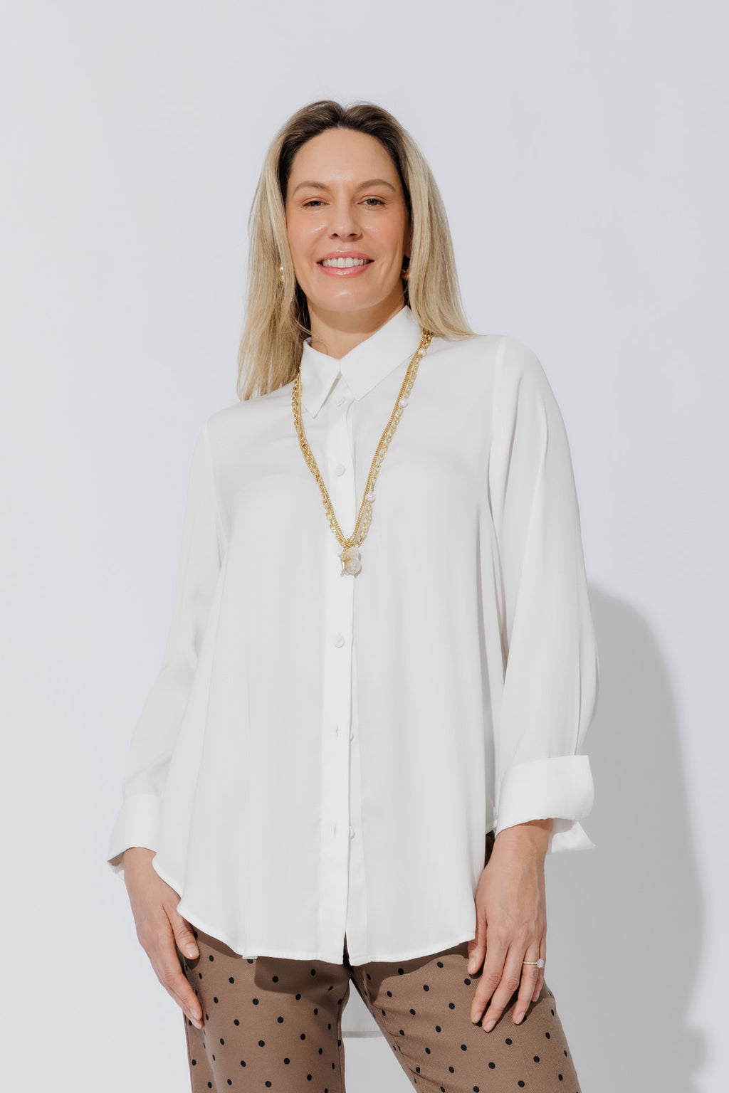 White Silky Boyfriend Shirt