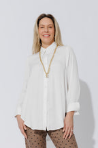 White Silky Boyfriend Shirt