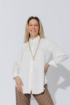 White Silky Boyfriend Shirt