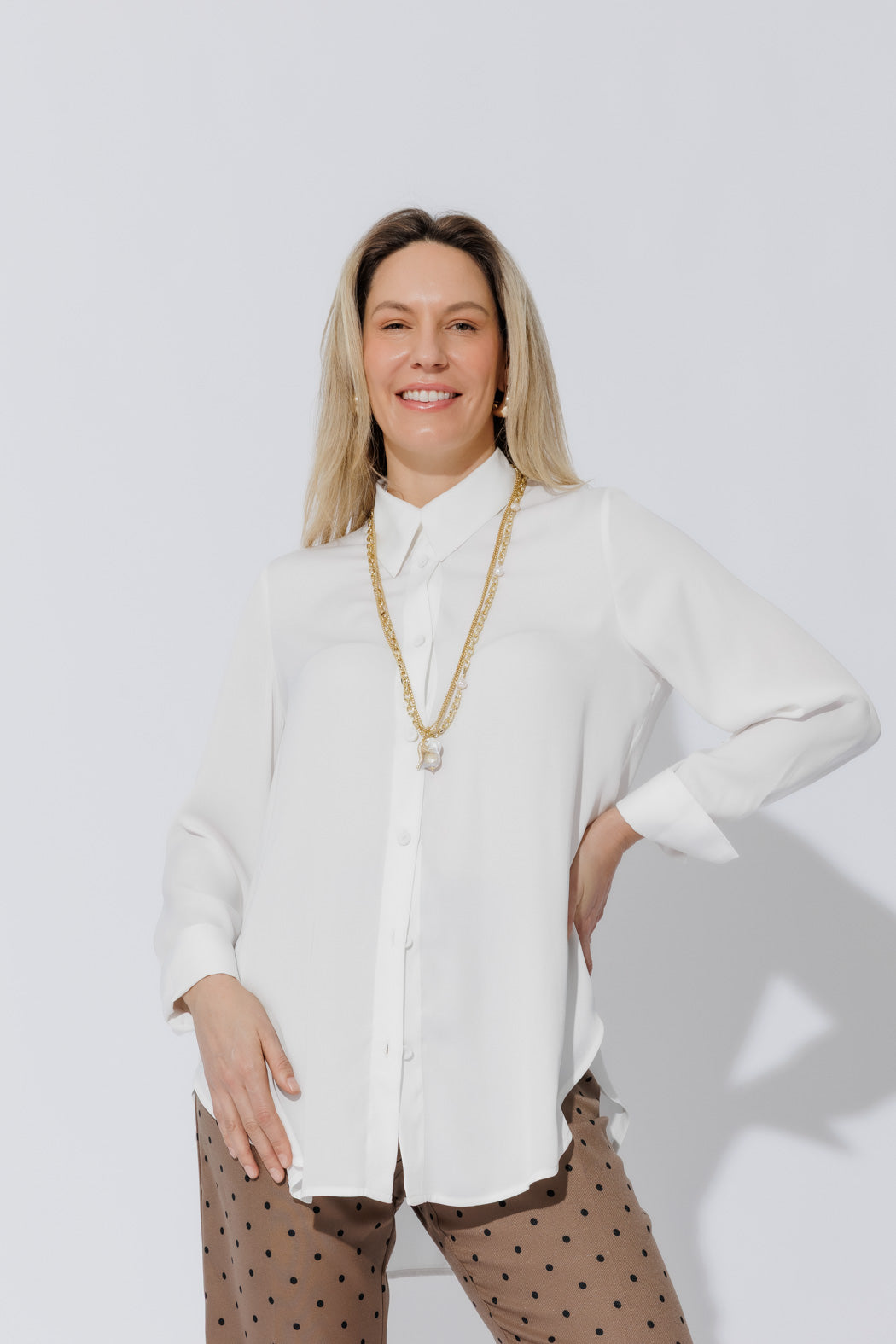 White Silky Boyfriend Shirt