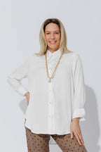 White Silky Boyfriend Shirt