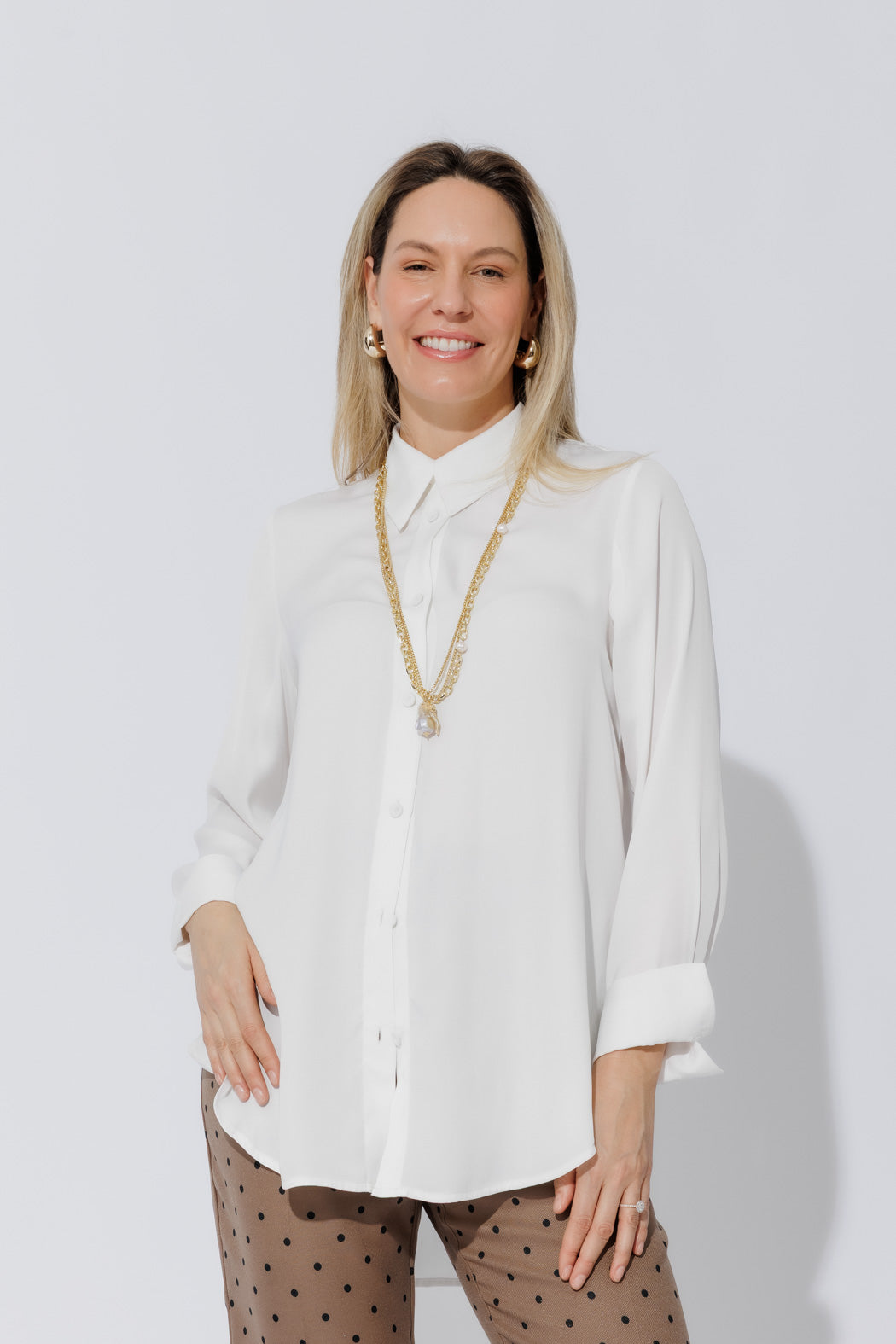 White Silky Boyfriend Shirt