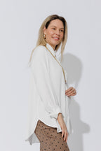 White Silky Boyfriend Shirt