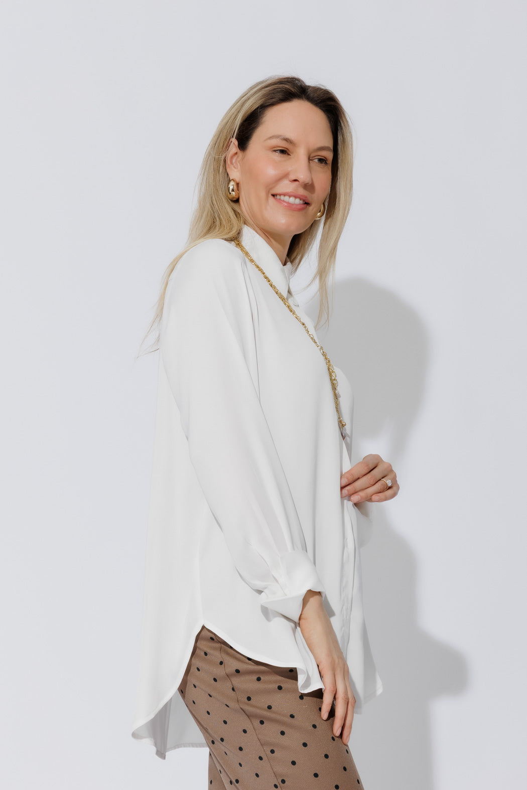 White Silky Boyfriend Shirt